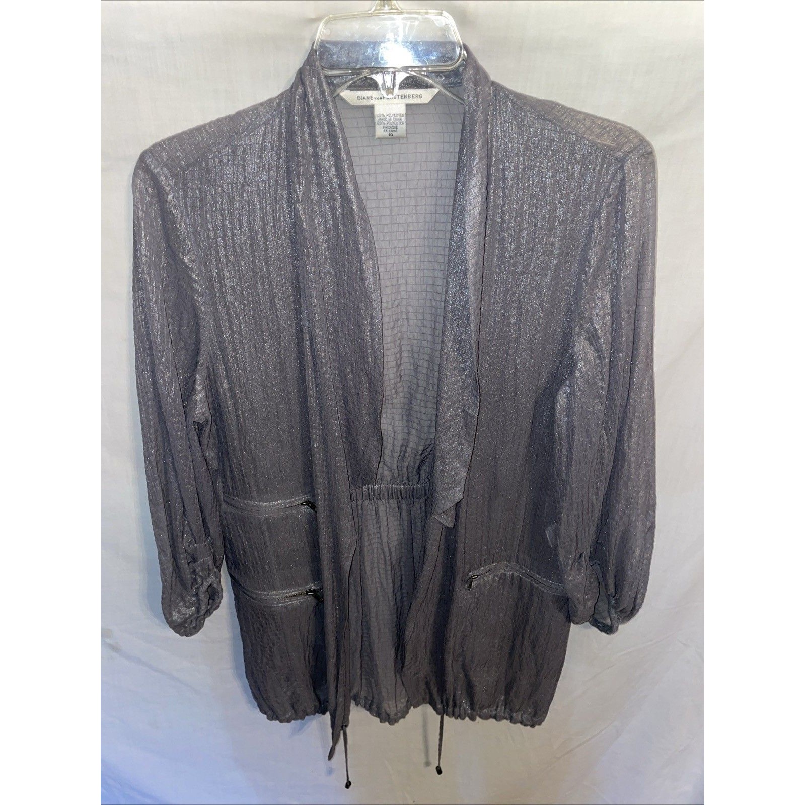 Diane Von Furstenberg Women’s Open Cover Size 10 Gray See Thru Outdoors Comfort